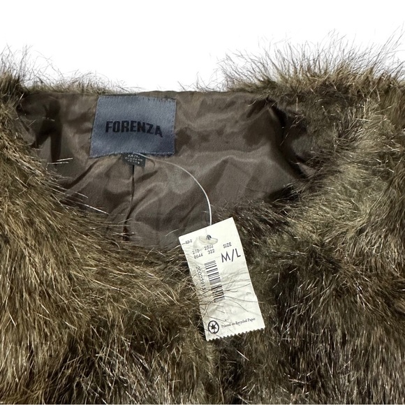 The Limited Forenza Brown Tan Shaggy Faux Fur Sleeveless Sweater Vest Sz M/L NWT - Picture 9 of 14